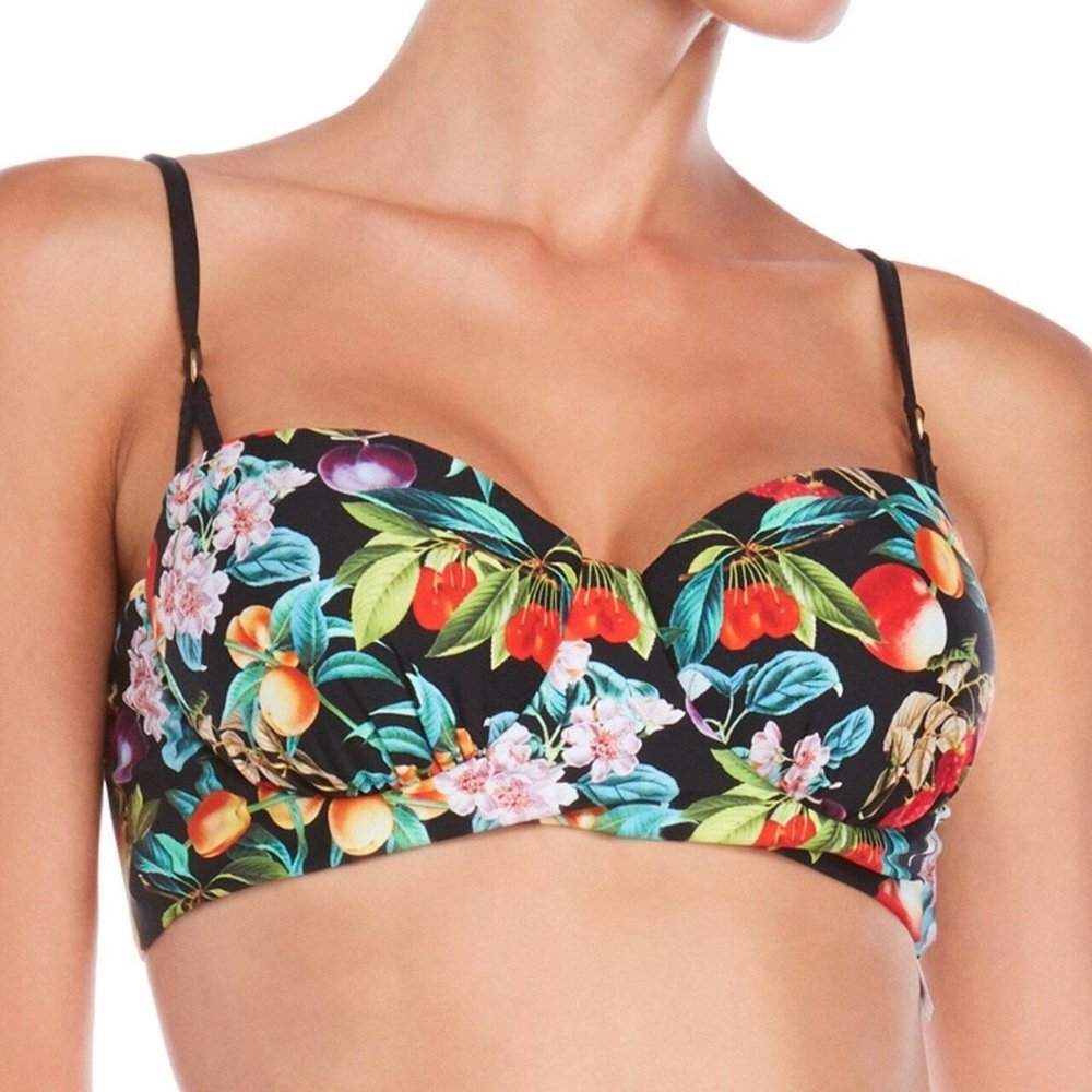 NWT Nanette Lepore Amor Atitlan Cherry Bustier Underwire Bikini Top Smal S